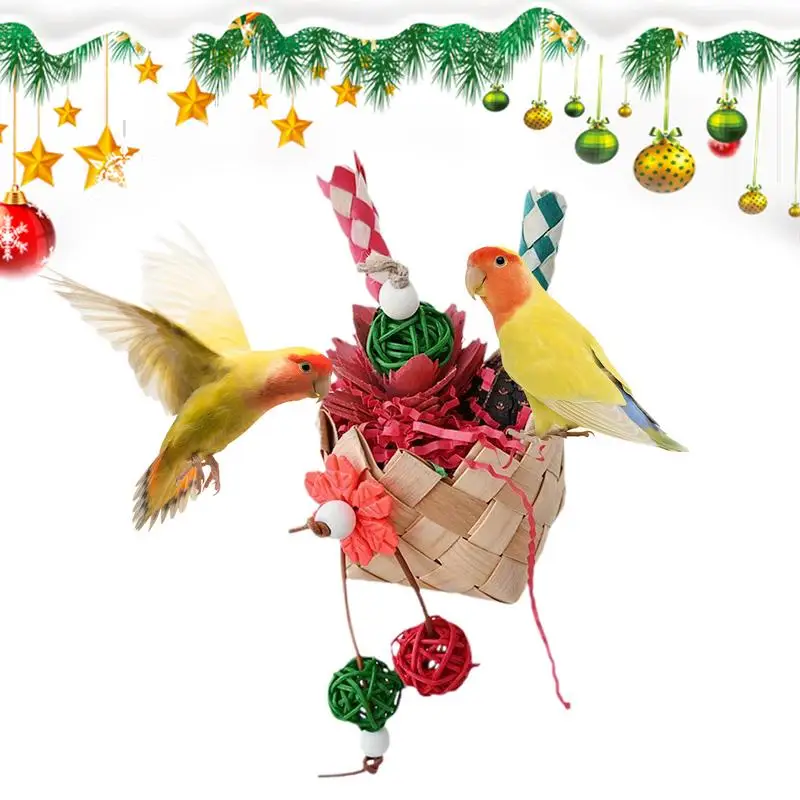 Jaula para pájaros de juguete, loro colorido, juguete para masticar, seguro e inofensivo, interesante juguete para loros para periquitos, cacatúas, periquitos - imagen 2