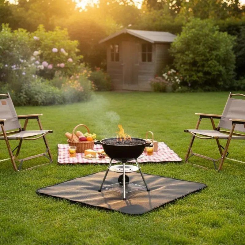Alfombrilla de silicona ignífuga reutilizable para chimenea y barbacoa