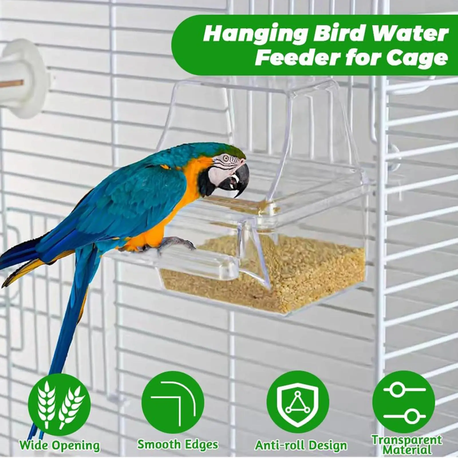 Cuenco colgante para alimentación de pájaros, dispensador de jaula para pájaros con soporte antideslizante para periquitos, loros, cacatúas pequeñas, suministros de alimentación, 2 uds. - imagen 5