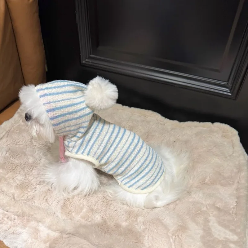 Suéter para mascotas, jersey cálido universal de otoño e invierno para gatos y perros, suéter de punto navideño a rayas verdes y blancas - imagen 3