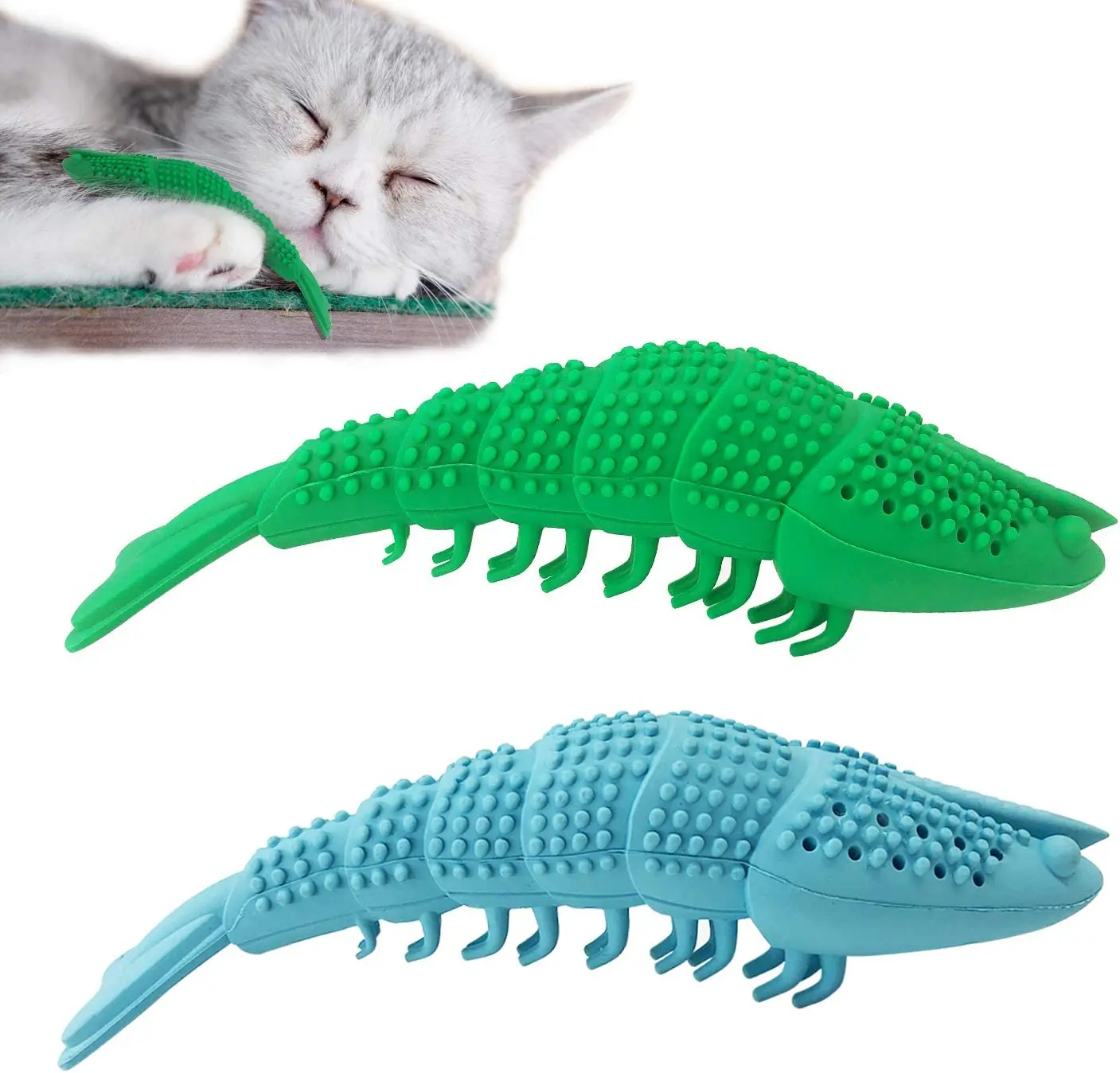 ATUBAN-cepillo de dientes para gatos, juguete con hierba gatera, cuidado Dental de goma interactivo para gatitos, juguetes duraderos para masticar seguro en forma de cangrejo