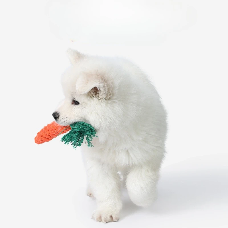 Juguete de cuerda algodón forma zanahoria para gato y perro - imagen 2