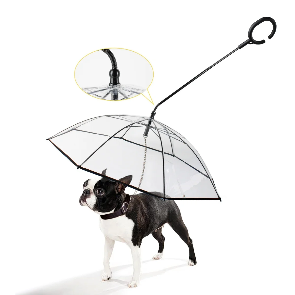 Paraguas transparente ajustable para perros al pasear – Mango en C