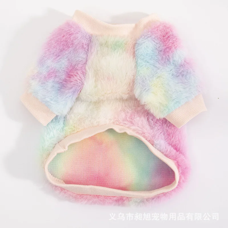 Sudadera con capucha de felpa con gradiente de Color caramelo para mascotas, traje cálido de dos patas para otoño e invierno, jersey bonito para mascotas, abrigo para gato y cachorro - imagen 3