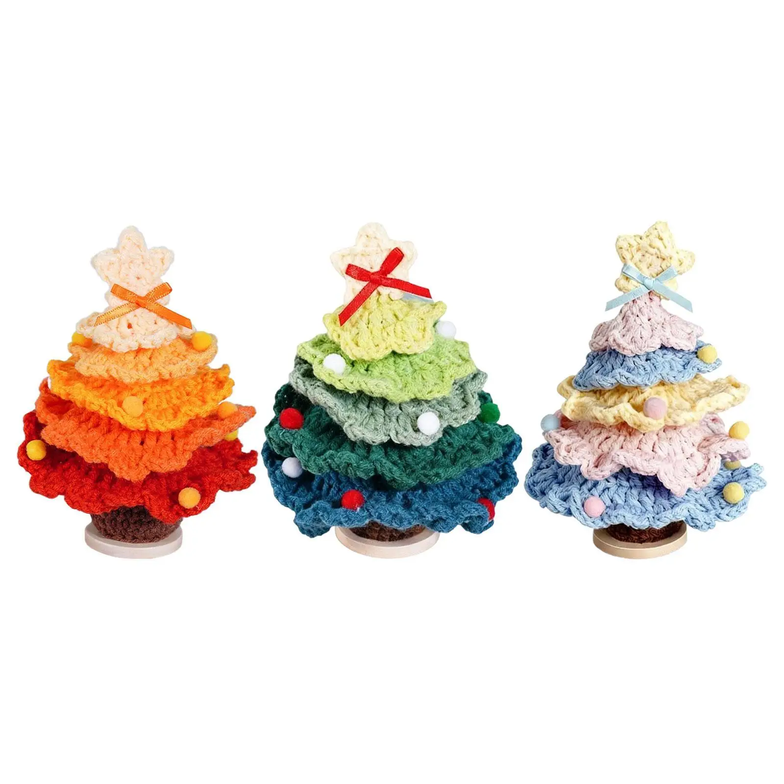 Crochet Christmas Tree Ornament Knitted Toy Fashion Lightweight Small DIY Decoration for Party Graduation Office Home Desktop