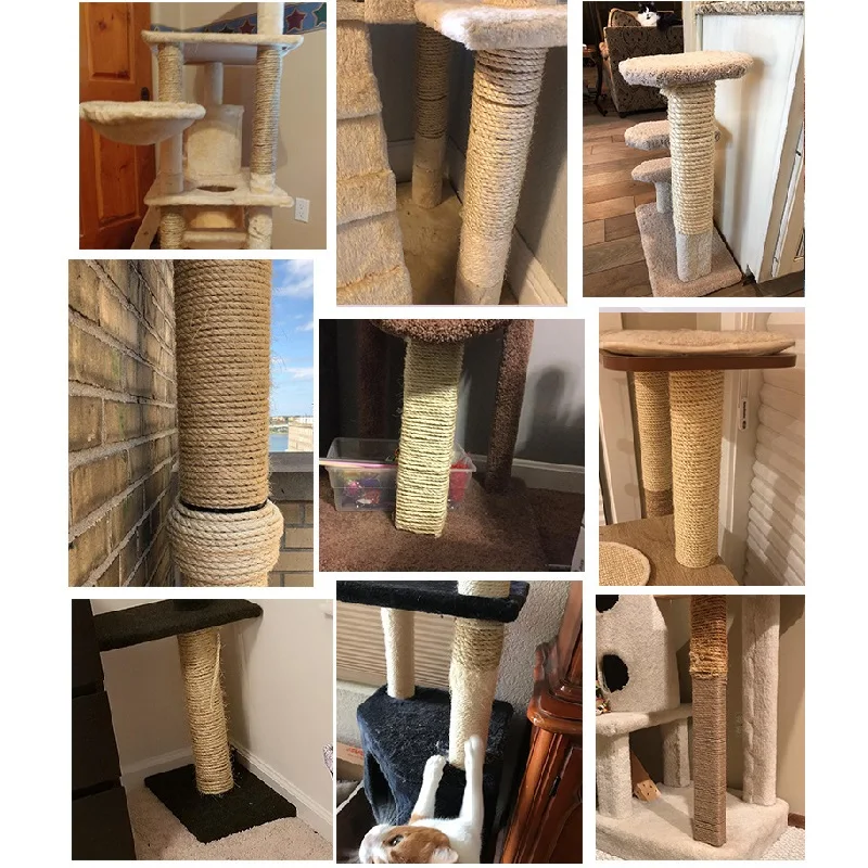 Cuerda de Sisal Natural de 65 pies/164 pies, protectores contra arañazos para gatos, cuerda para rascar árboles, juguete DIY, garra para pata, Protector de muebles, poste para rascar - imagen 2