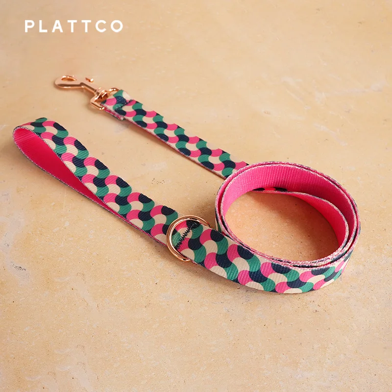 PLATTCO conjunto de perro de diseño único estampado GUMMY WORMS patrón con hebilla de oro rosa de alta calidad 5 tamaños PDC317RG y PDL317RG - imagen 4