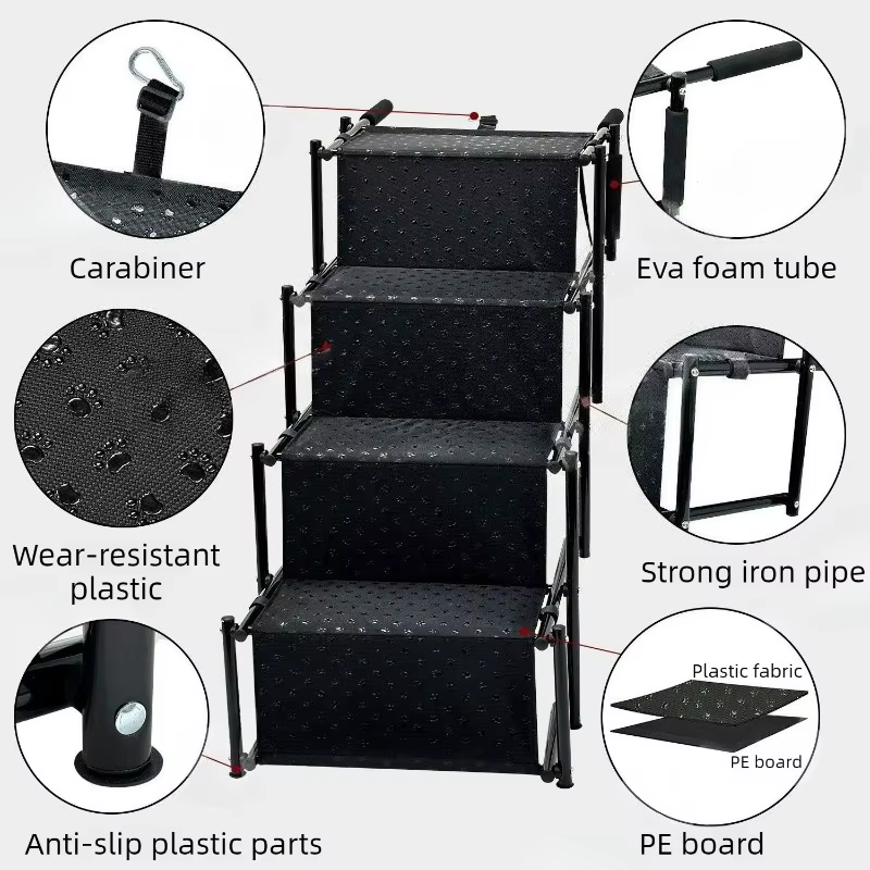 Escalera plegable 4 peldaños para perro – Sube al coche sin esfuerzo - imagen 2
