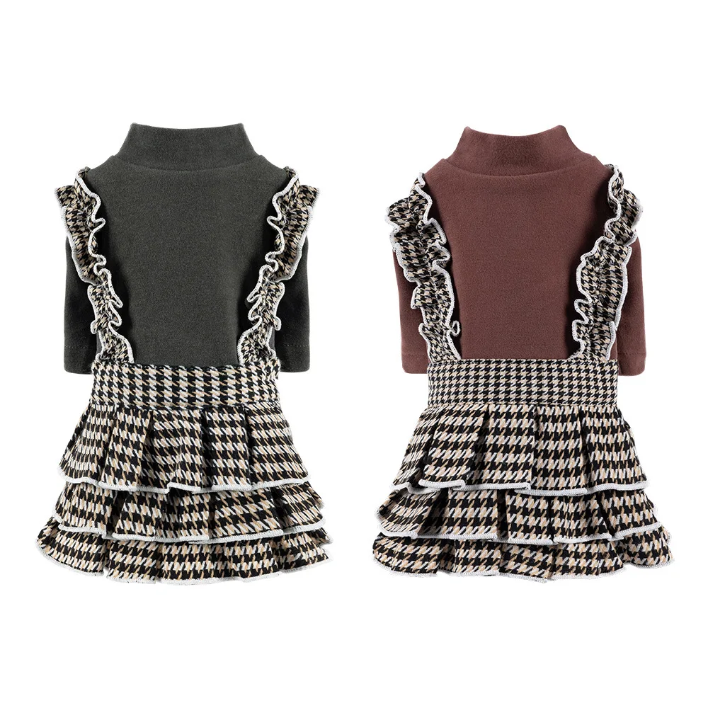 Ropa para cachorros con cuello alto, tela de algodón suave con elástico, vestido de primavera para perros pequeños y medianos, trajes de Chihuahua Yorkies - imagen 2