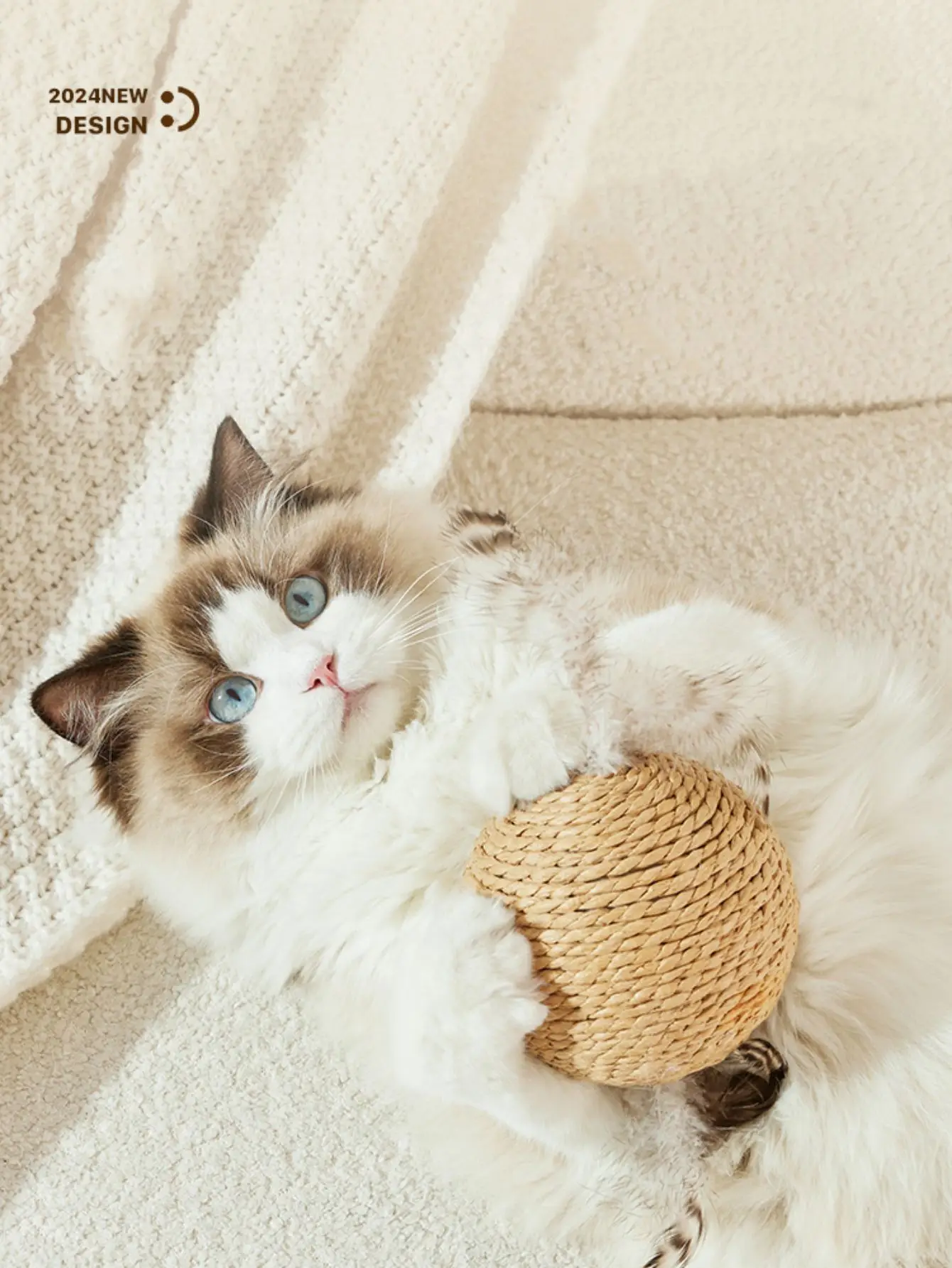 Pelota de sisal para gatos: Juguete rascador con limpieza dental - imagen 2