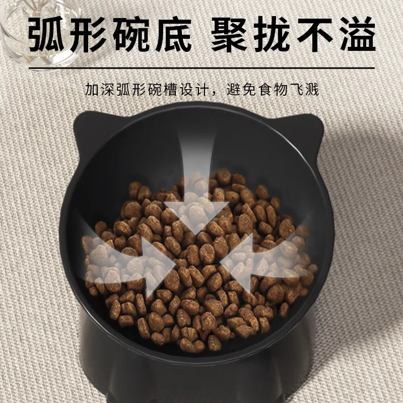Cuencos multicolores para gatos, lavabo de plástico para comida para gatos, lavabo para pies altos, cuenco de arroz para mascotas con boca oblicua, cuenco antiobstrucción para beber para mascotas - imagen 3