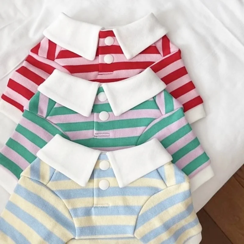 Camisa de primavera para perros, sudadera a rayas a la moda para perros, ropa para cachorros, Polo suave y bonito para gatos, jerséis para mascotas, ropa informal para perros