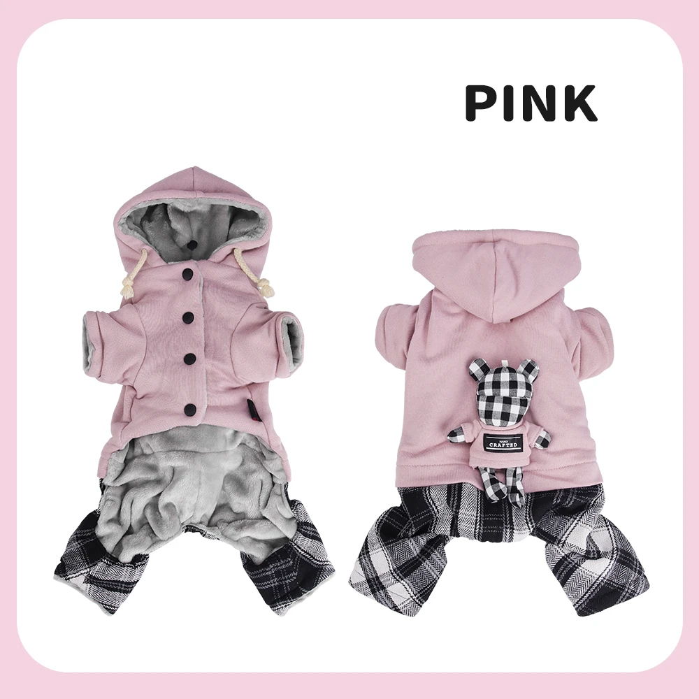 Ropa para perros de otoño e invierno con capucha, diseño de cuatro patas, muñeca blanca y negra, ropa para mascotas para perros