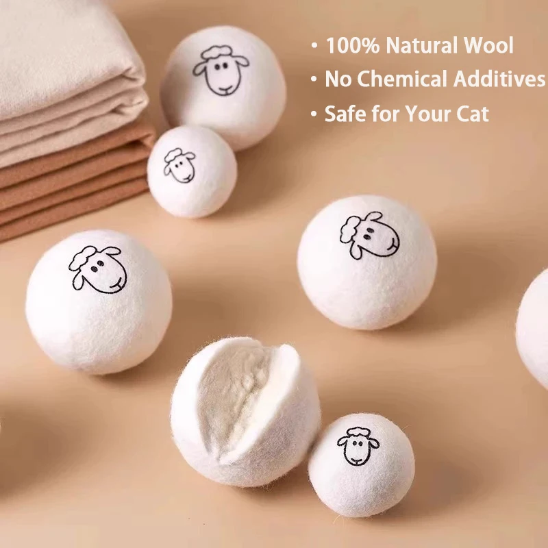 Juguetes de pelota de lana para gatos, juego silencioso, pelota de fieltro para gatos, juguete de ejercicio para gatitos, divertido juguete interactivo para gatitos
