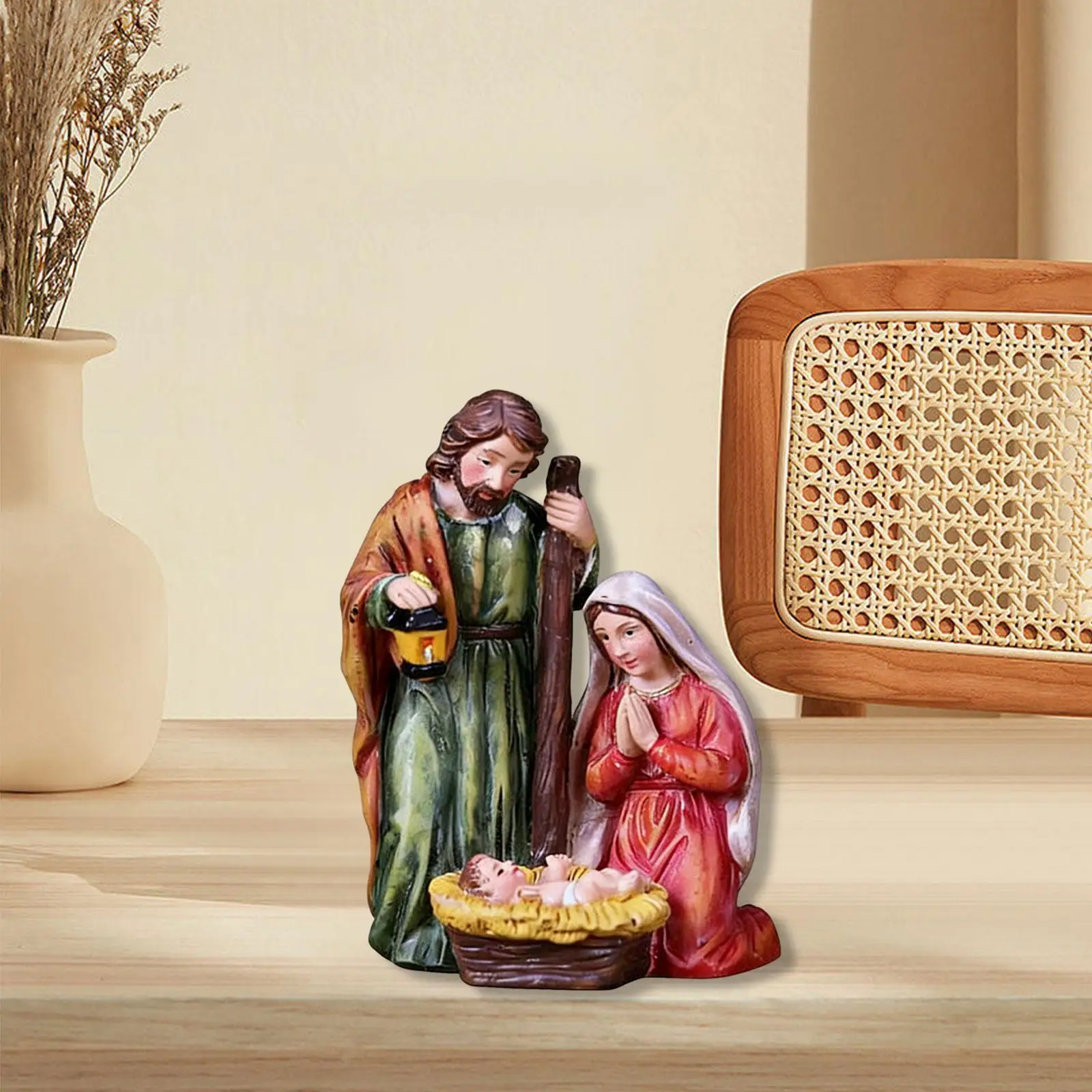 Christmas Nativity Scene Statue Creative Collectible Holy Family Statue Resin Sculpture Jesus Birth Figurine for Bedroom Cabinet Christmas Nativity Scene Statue Creative Collectible Holy Family Statue Resin Sculpture Jesus Birth Figurine for Bedroom Cabinet