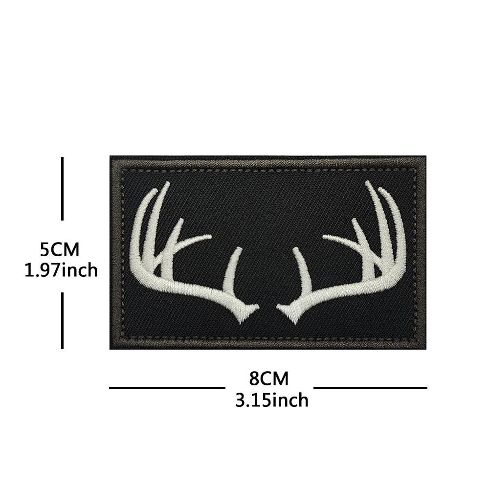 Parche bordado de caza con astas, insignia para brazalete, apliques de costura, adornos, parches decorativos - imagen 2