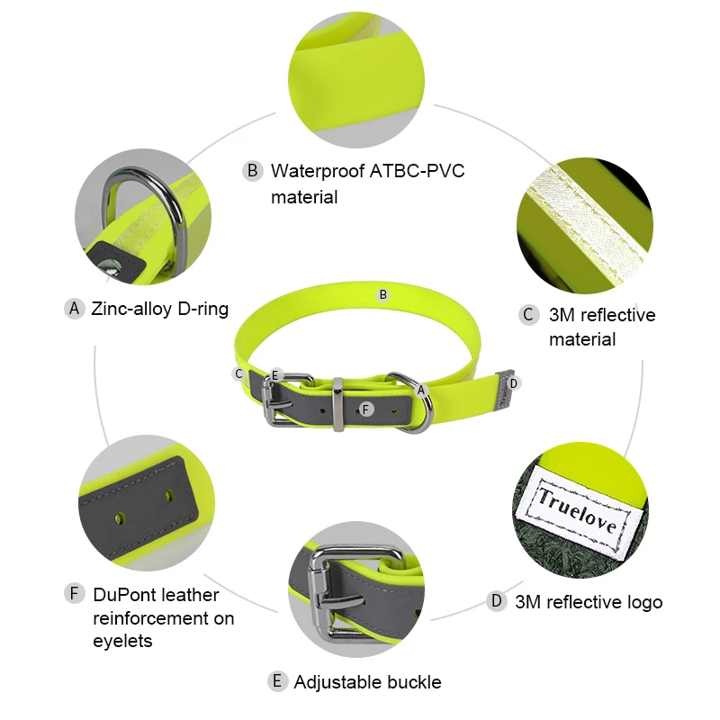 Truelove Collar para mascotas impermeable antiolor duradero ajustable PVC poliéster suave tela reflectante raya básica Collar para perro TLC5521 - imagen 3