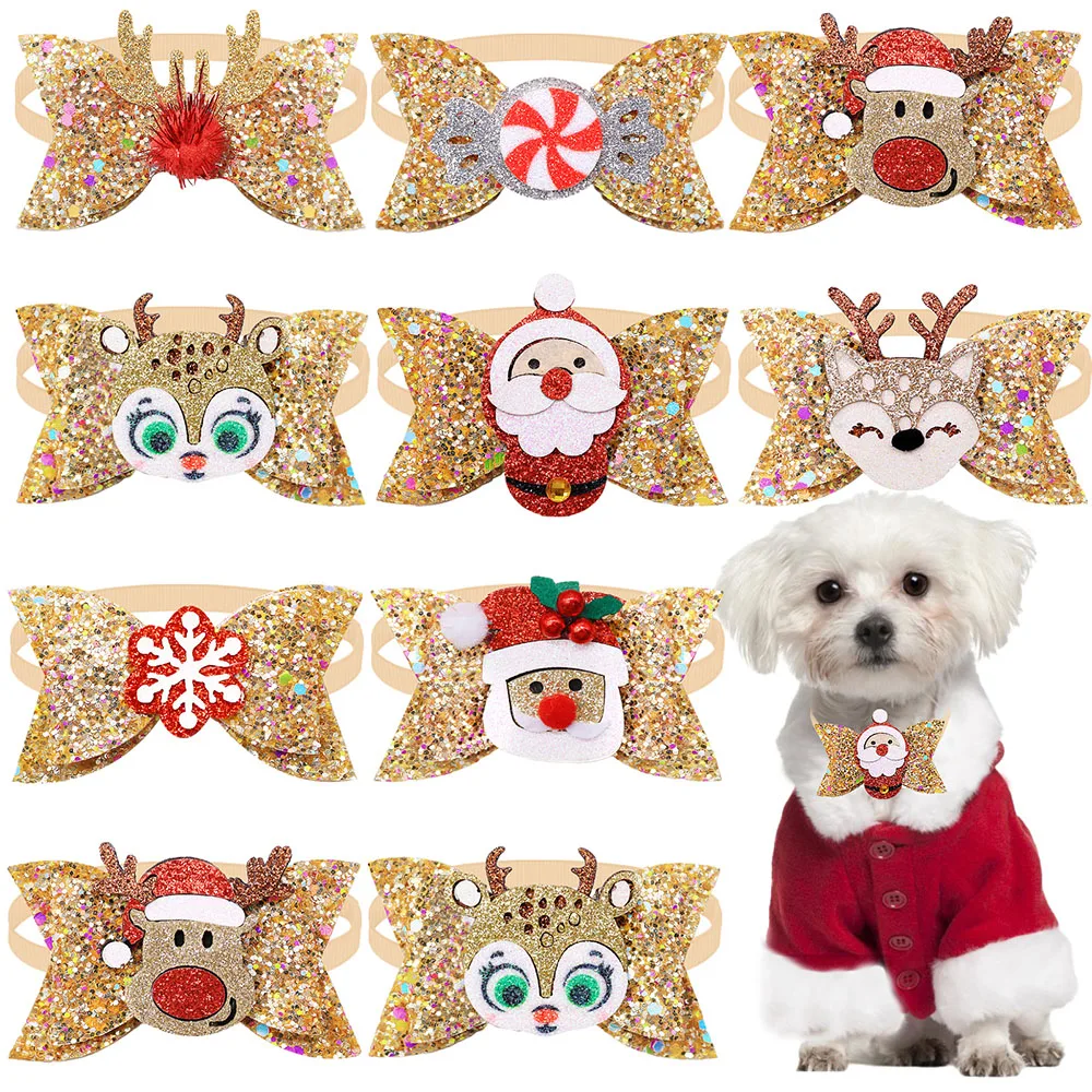 50 Uds. De pajaritas bonitas para perros para Navidad, pajarita navideña a la moda exquisita, corbatas para perros pequeños, accesorios de aseo para mascotas - imagen 4
