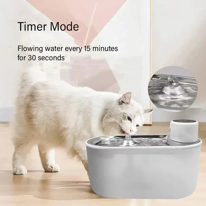 Fuente de agua inalámbrica para gatos de 3L, bebedero con Sensor automático, bandeja de agua de acero inoxidable, dispensador de agua eléctrico silencioso para perros y mascotas - imagen 5