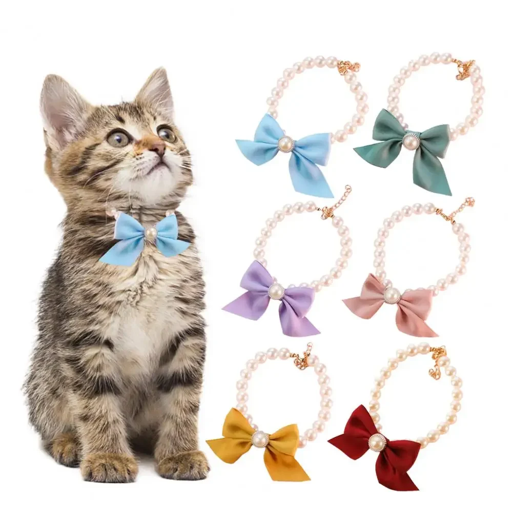 Collar de adorno para mascotas, joyería ligera para mascotas, joyería de perlas de imitación de gato brillante, producto para mascotas - imagen 5