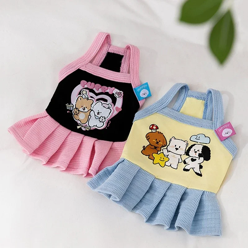 Lindo vestido para cachorro, ropa de verano con estampado de animales para perros, eslinga fina de peluche, Jersey transpirable de Bichon, falda de princesa para mascotas Bichon Frise - imagen 5