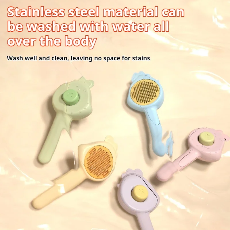 Suministros de limpieza para mascotas, depilación con un clic, peine de acero inoxidable para gatos, cepillo de depilación para perros, peine para mascotas - imagen 5