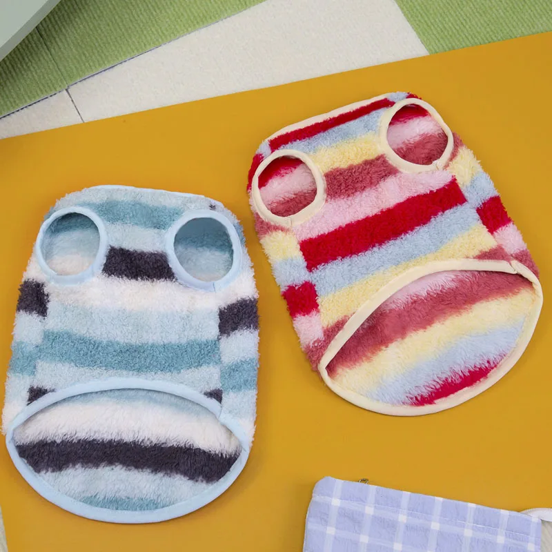 Ropa de tiras para perros, ropa roja y azul, sudaderas con capucha de lana sin mangas para perros pequeños, trajes de perro salchicha Chiwawa, sudadera para cachorros, suéter - imagen 2