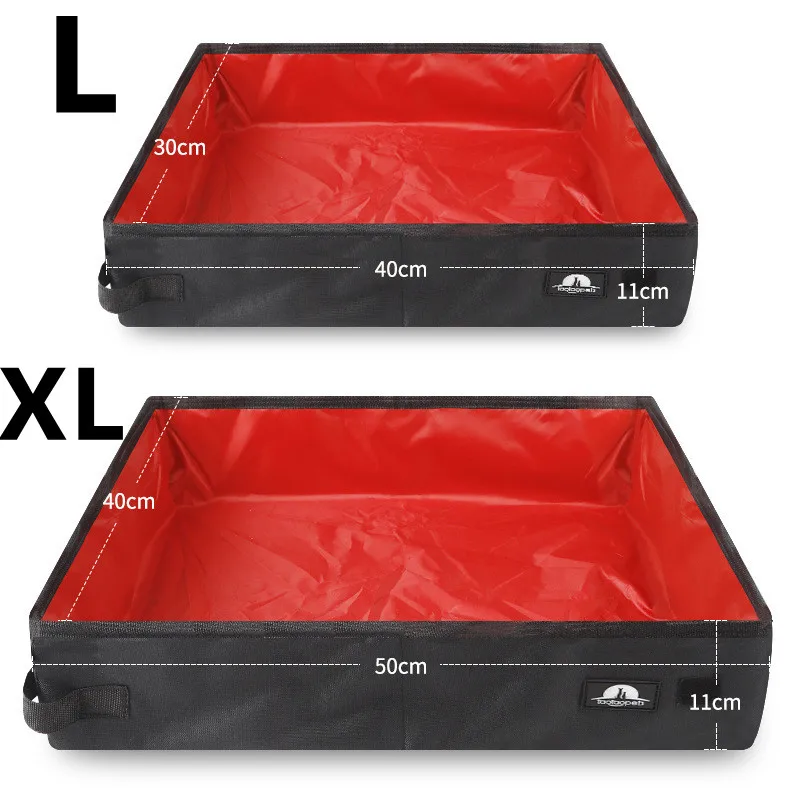 Caja de arena plegable portátil para mascotas, inodoro impermeable de tela Oxford para viajes, plegable, arena para gatos - imagen 5