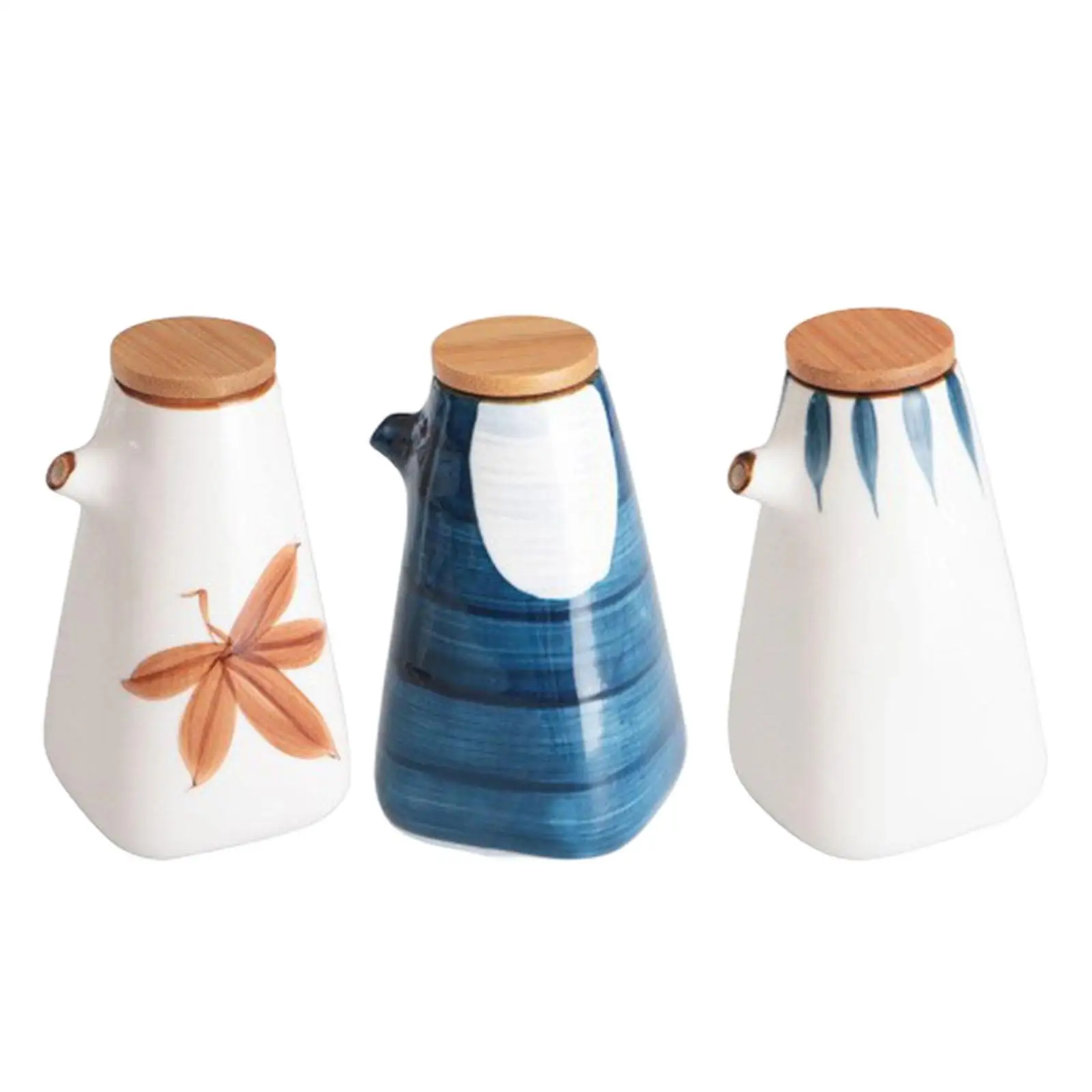 Ceramic Oil Dispenser Bottle 220ml with Lid for Soy Sauce Olive Oil Vinegar