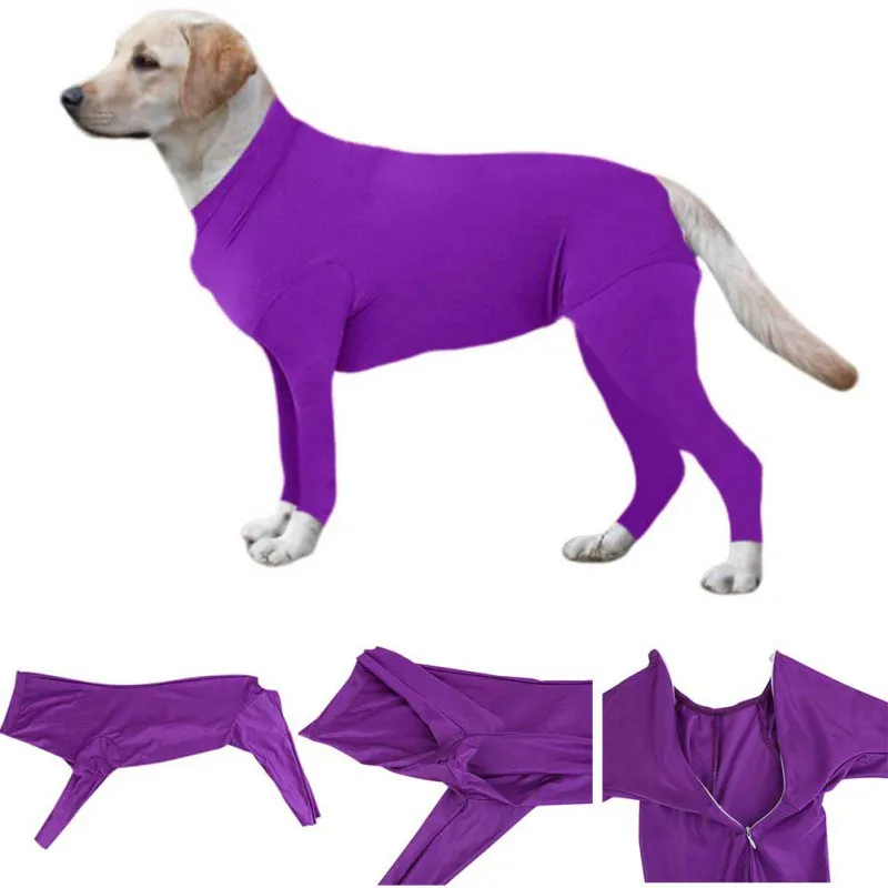 Ropa para perro, traje corporal de recuperación, protección para después de la cirugía, mono de manga larga, Mono para perro, Collar E, alternativa para Anti-lamer - imagen 2