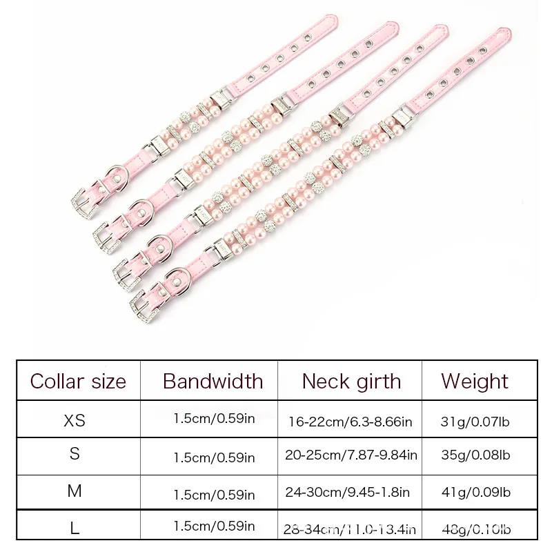 Conjunto de Collar y correa para perro y gato, accesorios para mascotas, Collar de PU y perlas para perros, suministros para mascotas, suministros para gatos - imagen 3