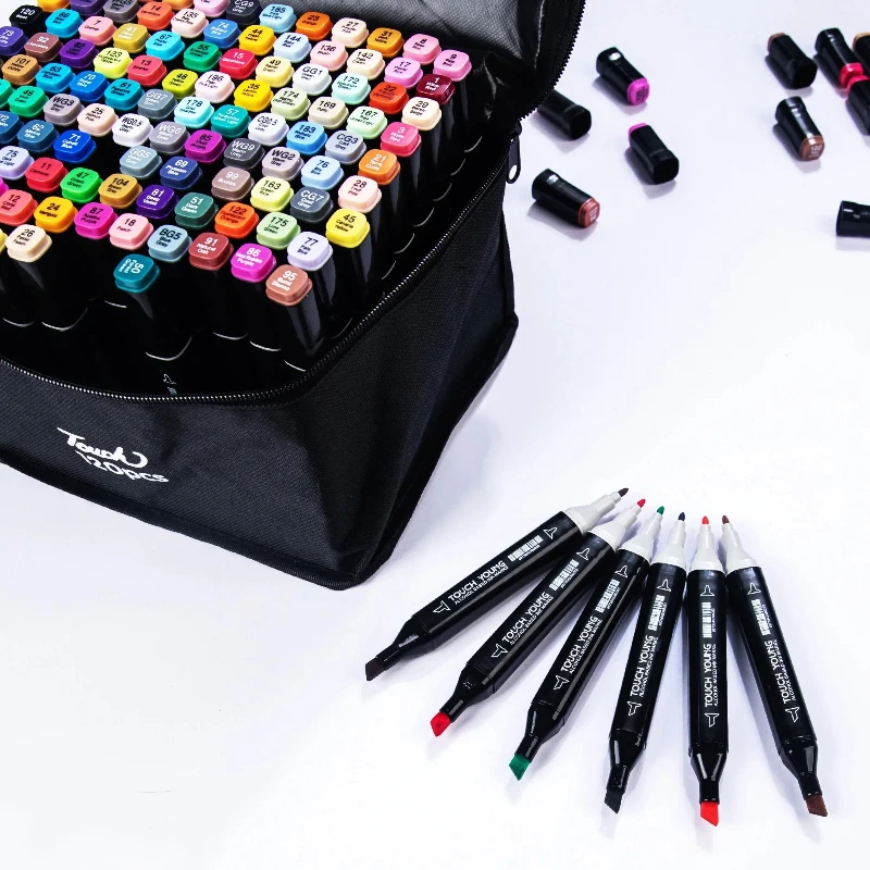 Juego de rotuladores de arte aceitoso de doble cabeza, 24-80 colores, para dibujar bocetos, marcadores a base de punta aceitosa, Graffiti, Manga, suministros de arte escolar