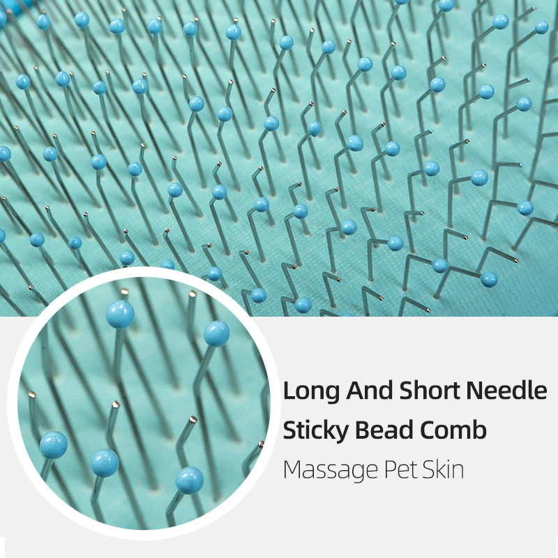 Cepillo de aseo para mascotas, peine de madera colorido, goma para el pelo de mascotas con puntos, protege la piel de las mascotas, Herramientas de limpieza - imagen 5