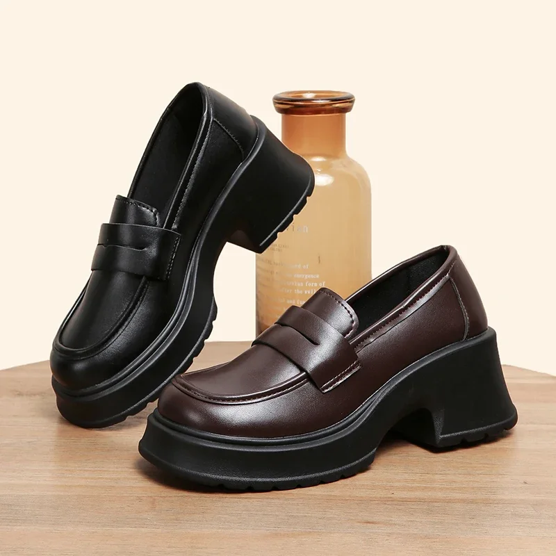 Mocasines de mujer primavera estilo británico plataforma sin cordones zapatos Mary Jane mujer uniforme japonés Jk zapatos Lolita - imagen 3