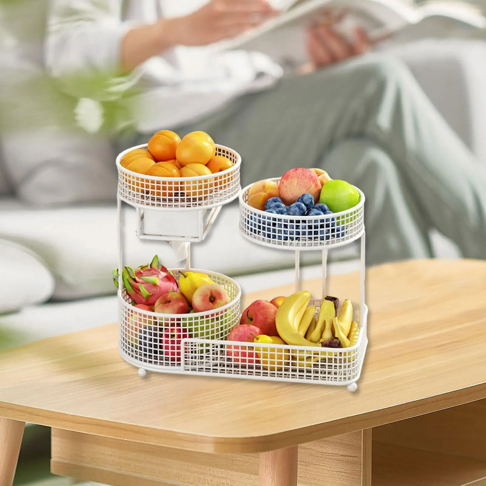 Cesta de frutas, compacta de 3 niveles, soporte de almacenamiento, organizador de cocina, cesta de aperitivos de verduras para encimera, sala de estar, comedor - imagen 3