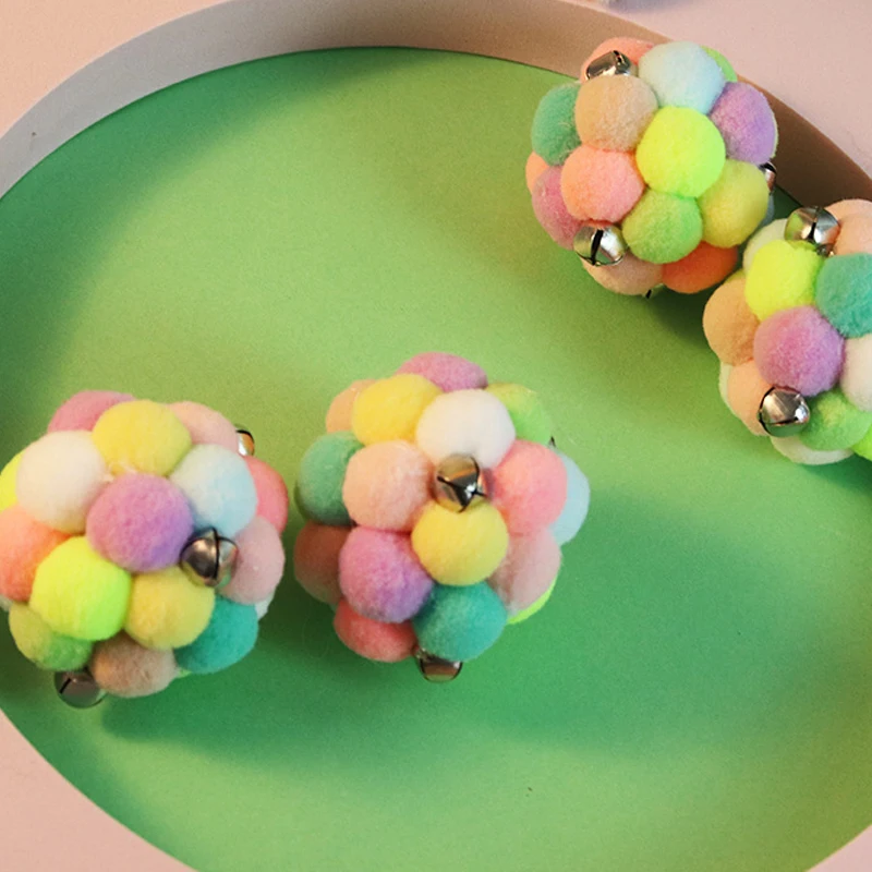 Juguetes Divertidos para gatos, Bola de felpa elástica, gatito, bolas interactivas de campana, juguetes suaves y elásticos para masticar, accesorios para mascotas - imagen 5