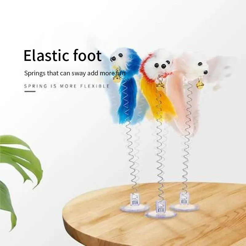 Cartoon Pet Cat Toy Stick Feather Rod Mouse Toy with Mini Bell Cat Catcher Teaser Interactive Cat Toy Kitten игрушки для кошек - imagen 4