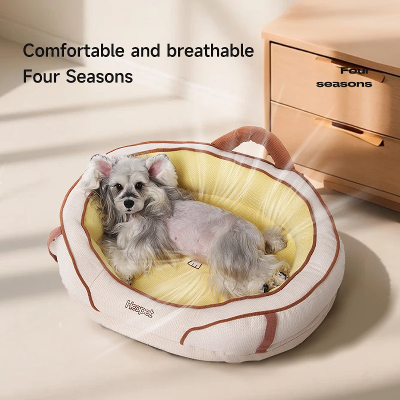 HOOPET Cama redonda para mascotas para perros pequeños y gatos, funda lavable extraíble, cama ortopédica de felpa para cachorros con soporte para el cuello, transpirable - imagen 3