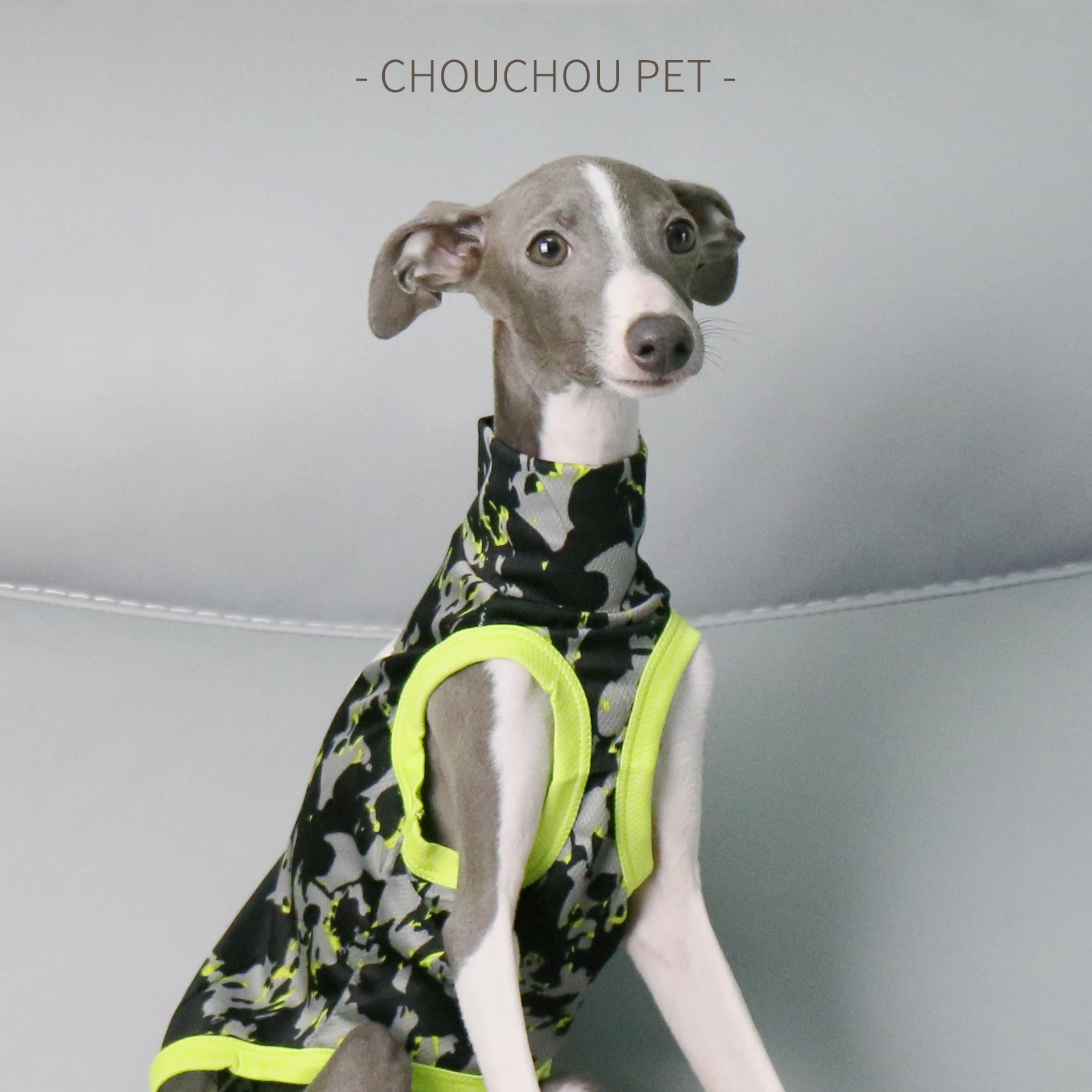 Chaleco italiano Greyhound Whippet de verano con bloques de colores, protector solar transpirable, ropa ligera para mascotas - imagen 3