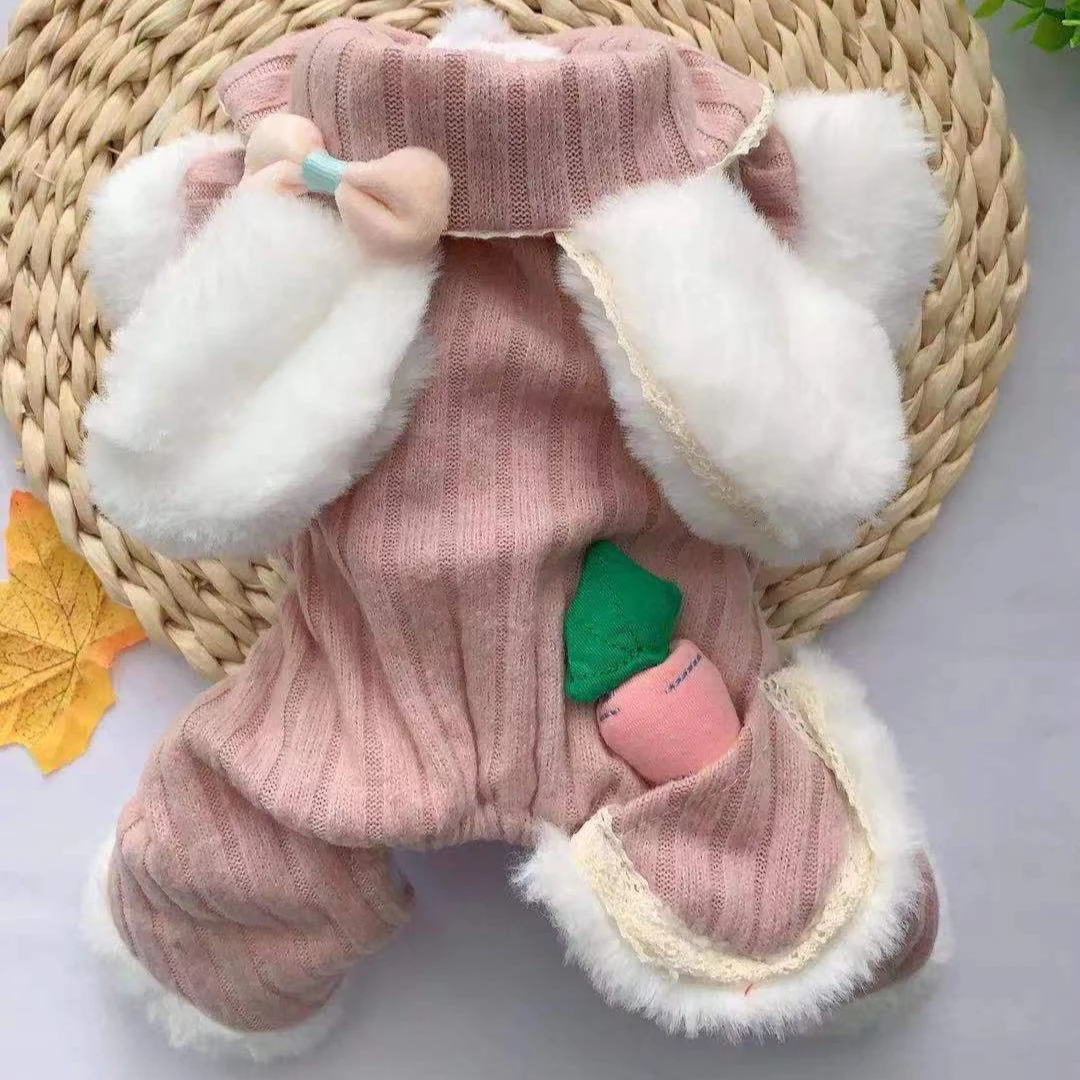 Mono de felpa para mascotas, chaqueta con capucha de conejo, abrigo de cuatro patas para otoño e invierno, oso de peluche, bonito traje de conejo de rábano, perro pequeño - imagen 2