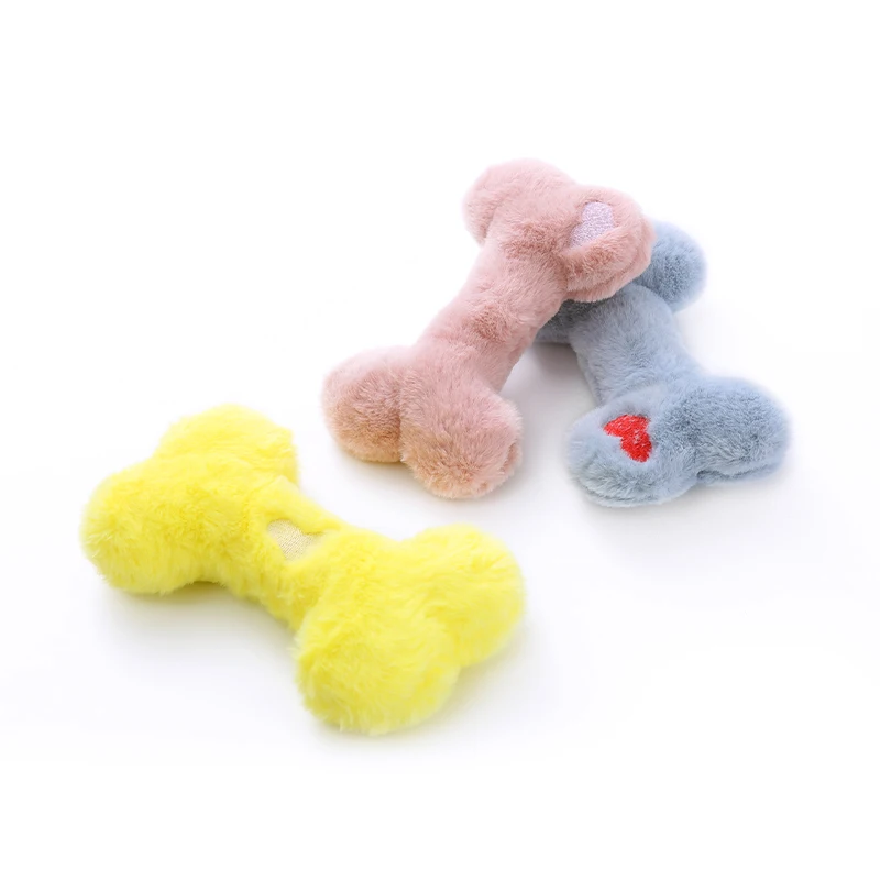 Juguetes vocales de peluche para perros, hueso de amor lindo, que contiene bb, dientes de molienda, resistente a las mordeduras, juego interactivo, suministros para mascotas - imagen 2