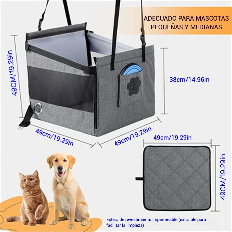 Asiento para mascota para coche, transportadores estables, accesorios para perros, cestas de viaje portátiles seguras para cachorros, Protector de malla, suministros impermeables para mascotas al aire libre - imagen 4