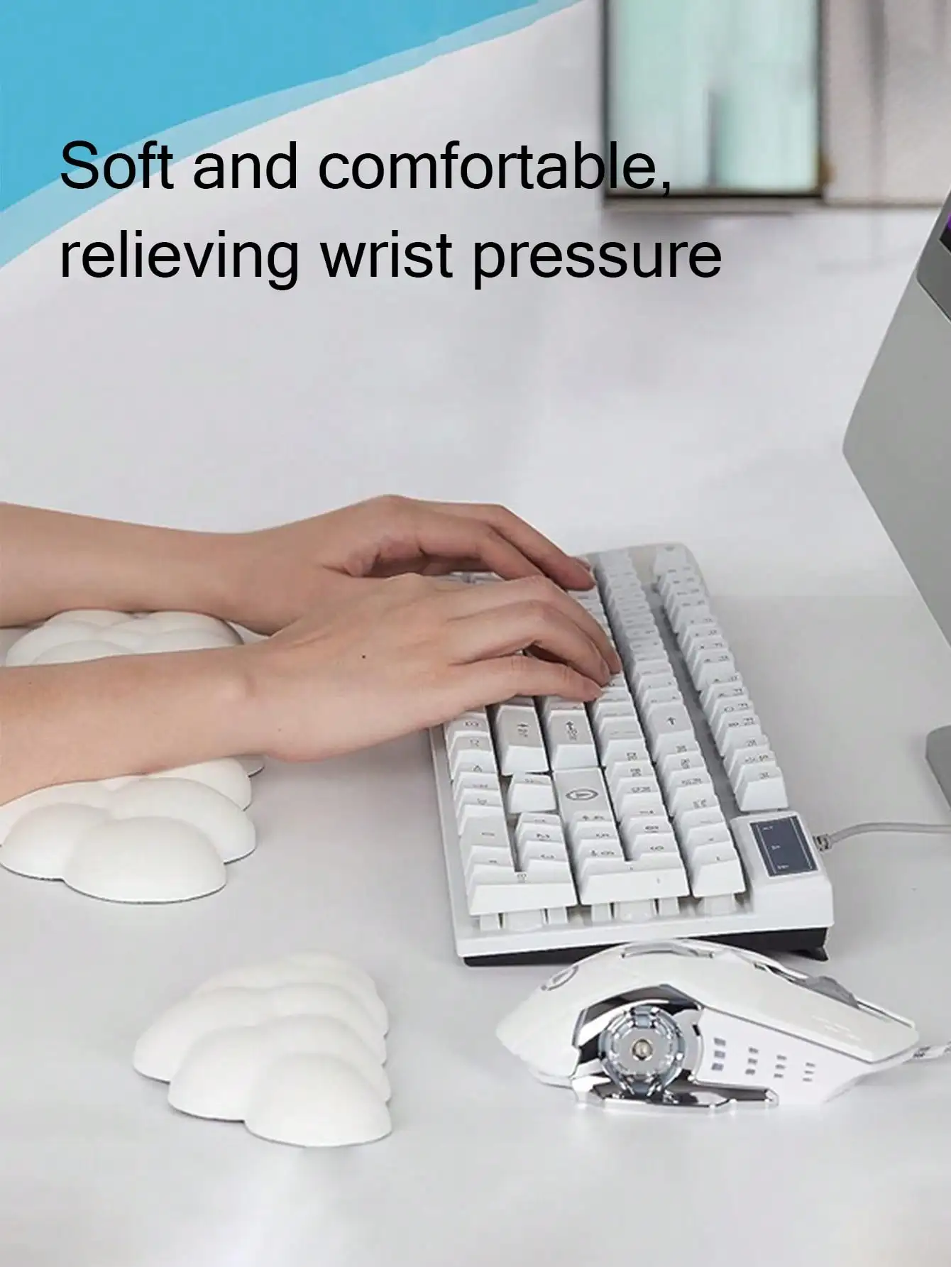 Reposamuñecas de silicona antideslizante para teclado – Alivia fatiga de muñeca - imagen 2