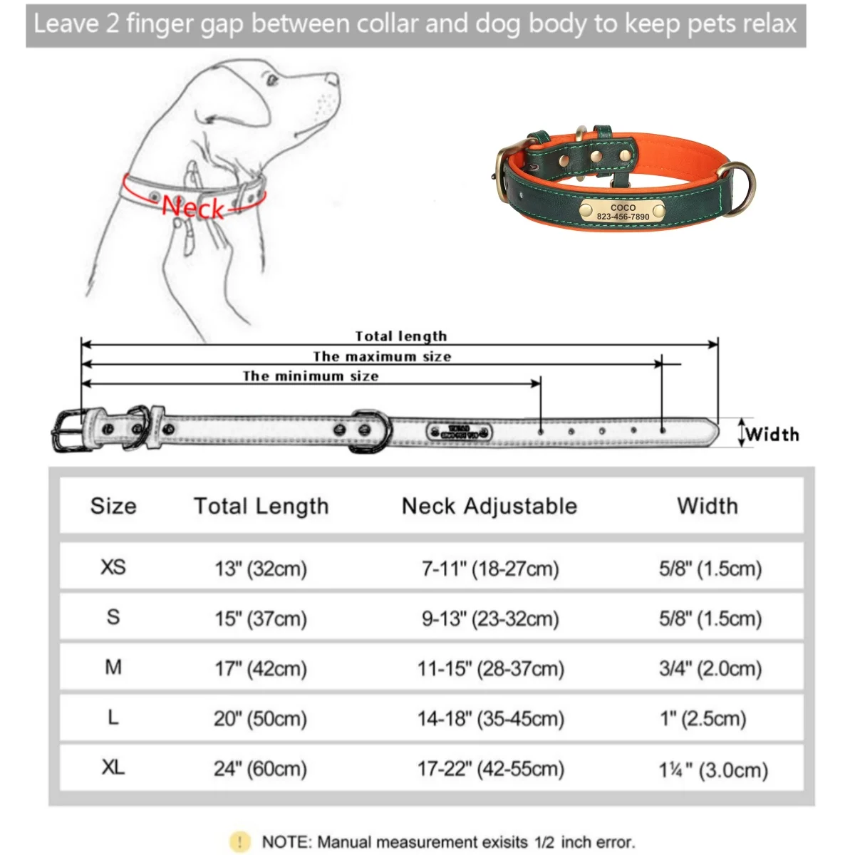 Collar personalizado para perro acolchado con placa y grabado gratis - imagen 4