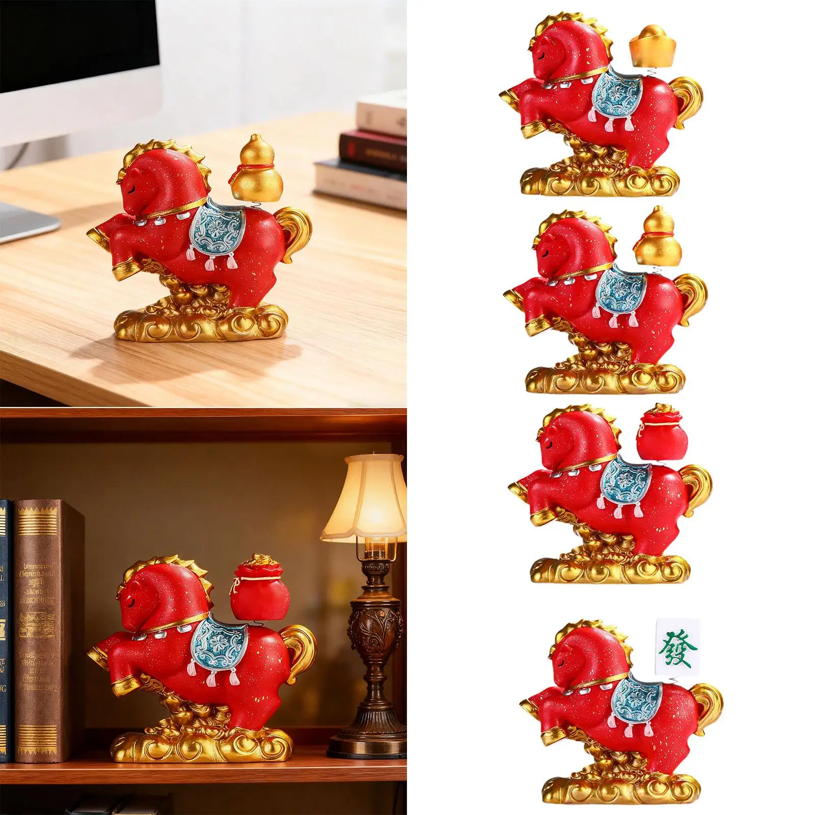 Estatuilla de caballo de resina, regalo para Amiga, adorno bonito, estatuilla Fengshui, decoración de escritorio, escultura de cerámica para entrada, chimenea