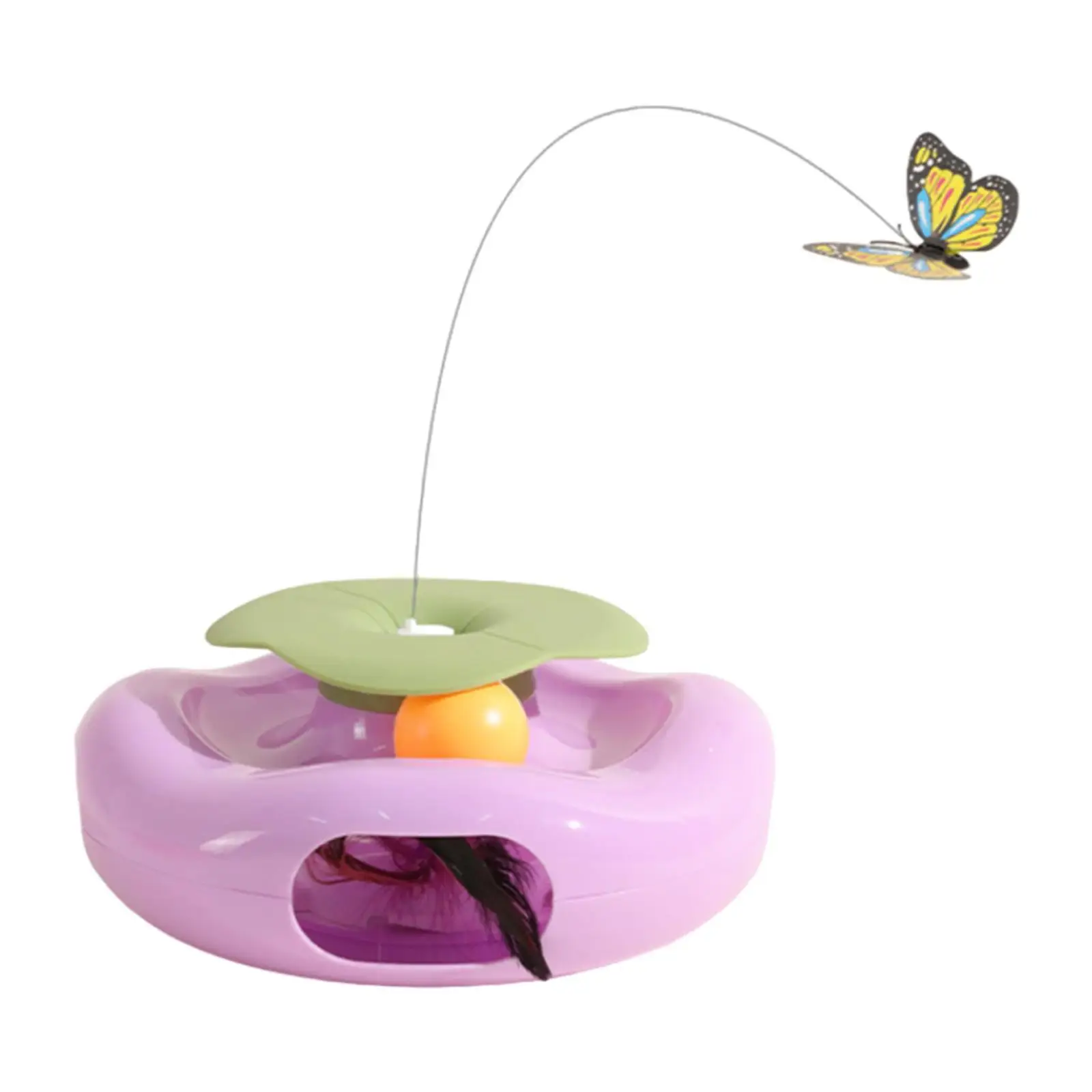 Suministros de ejercicio interactivos para gatos, mariposa eléctrica ligera portátil con pluma para gatos de interior - imagen 2