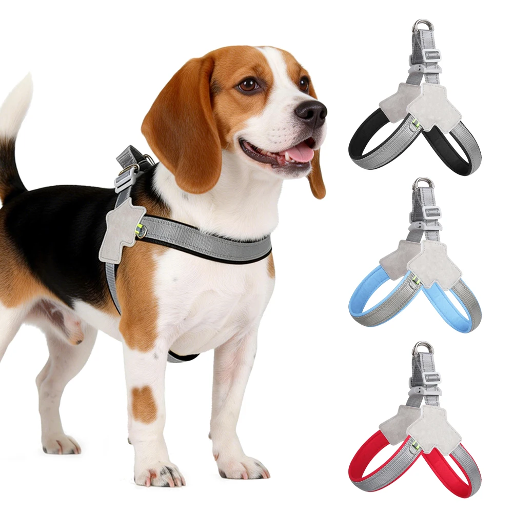 Arnés reflectante ajustable antitirones para perros pequeños y medianos