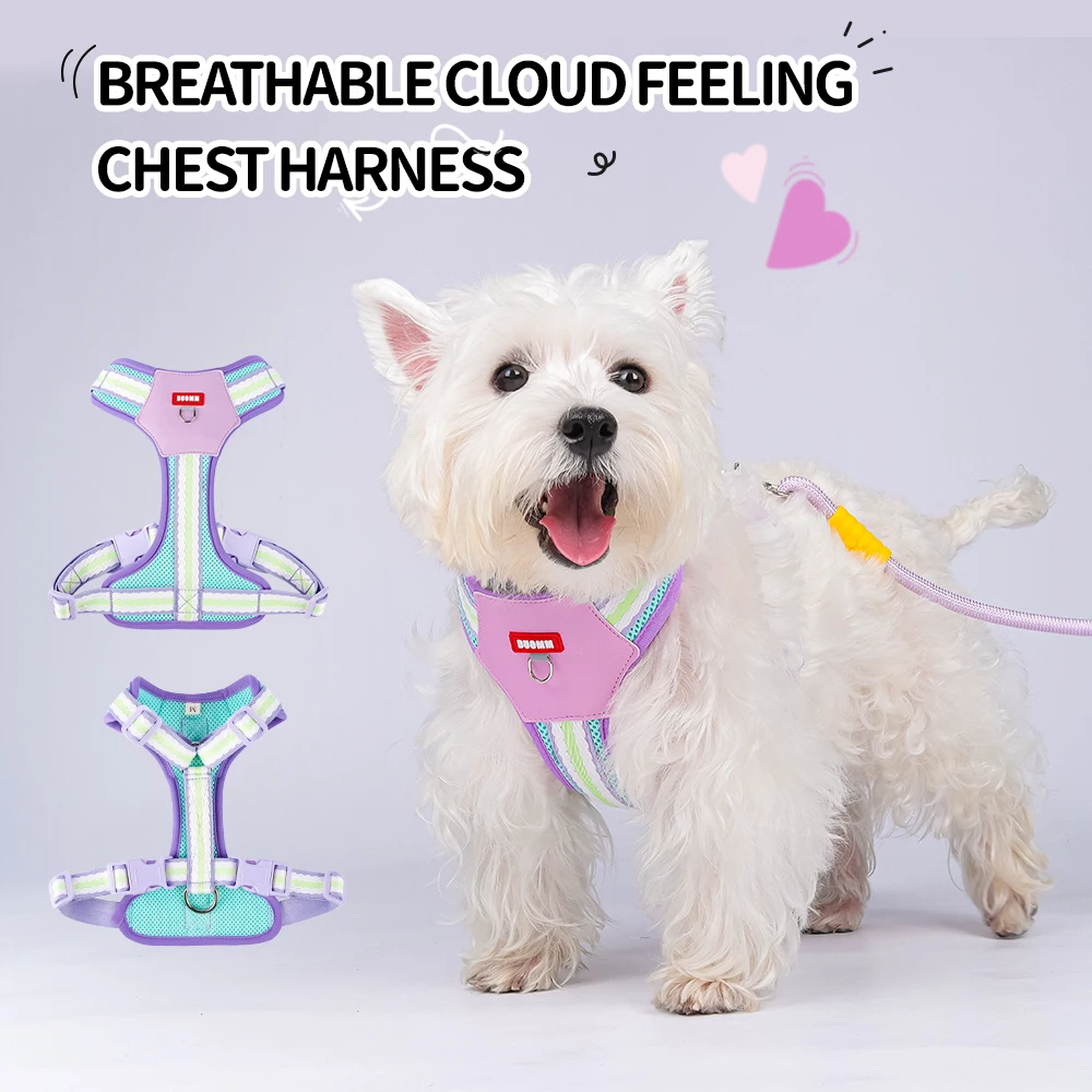 Conjunto de arnés y correa para perros de dopamina, chaleco ligero y transpirable con bloques de Color para mascotas para perros pequeños y medianos, para caminar al aire libre - imagen 3