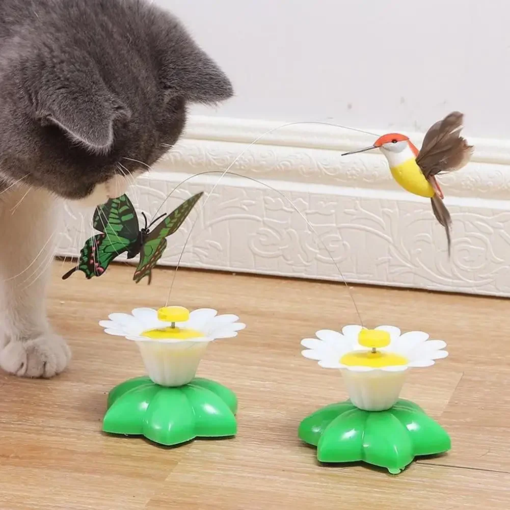 Juguete eléctrico de mariposa para gato, juguete giratorio volador automático, colibrí, entrenamiento de inteligencia, divertidos juguetes para mascotas, Color aleatorio
