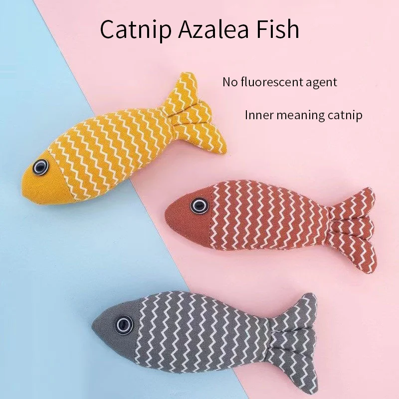 Juguetes de hierba gatera para moler dientes, divertido juguete interactivo de peluche para gatos, gatito para mascotas, juguete Vocal para morder pescado, menta para gatos - imagen 3